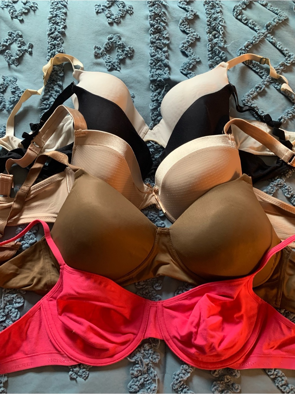 Victoria's Secret Mixed Bra Set — Black, White, Brown, Nude & Bright Pink
